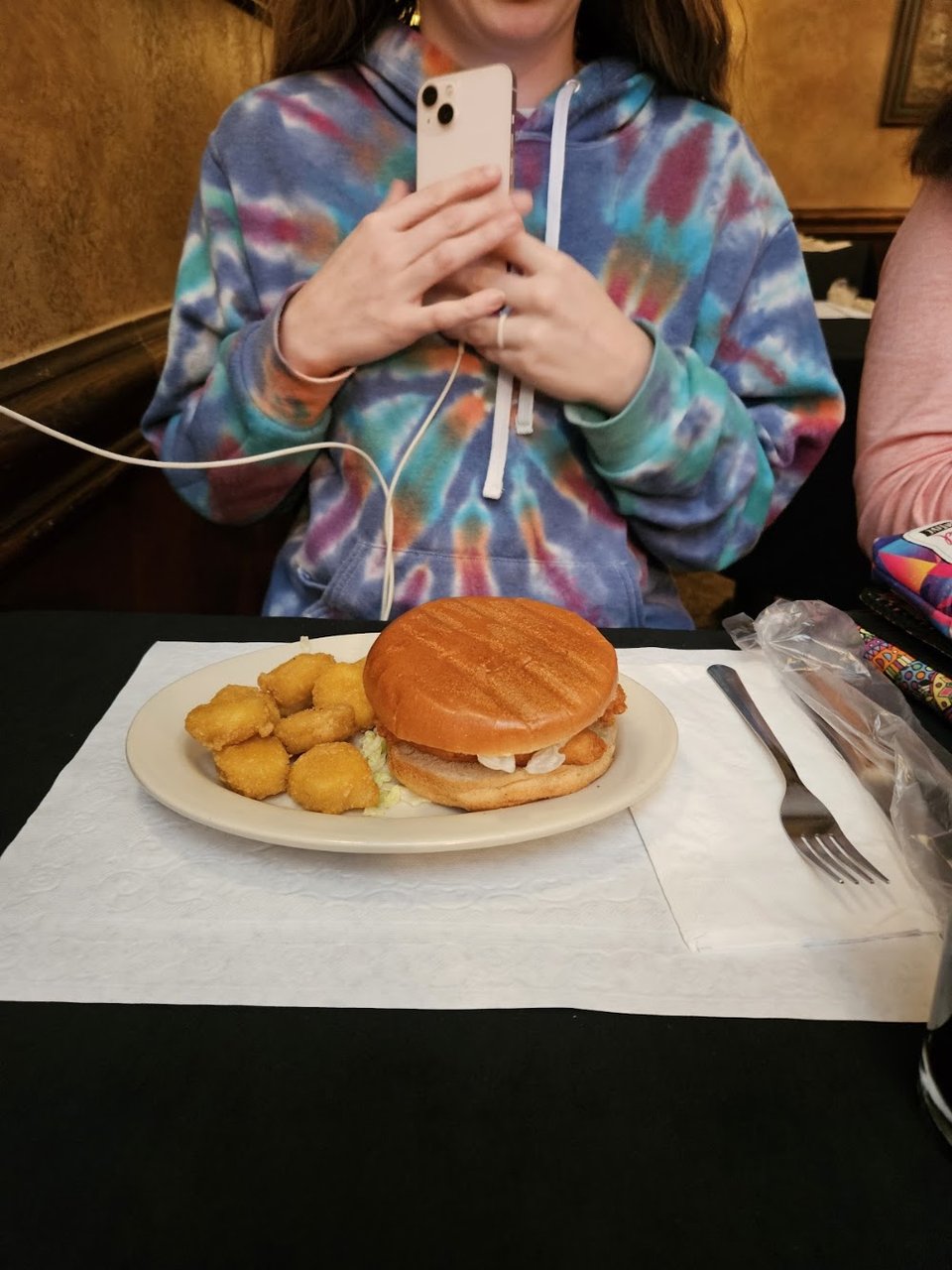 Corn Nuggets and Chicken Sandwich